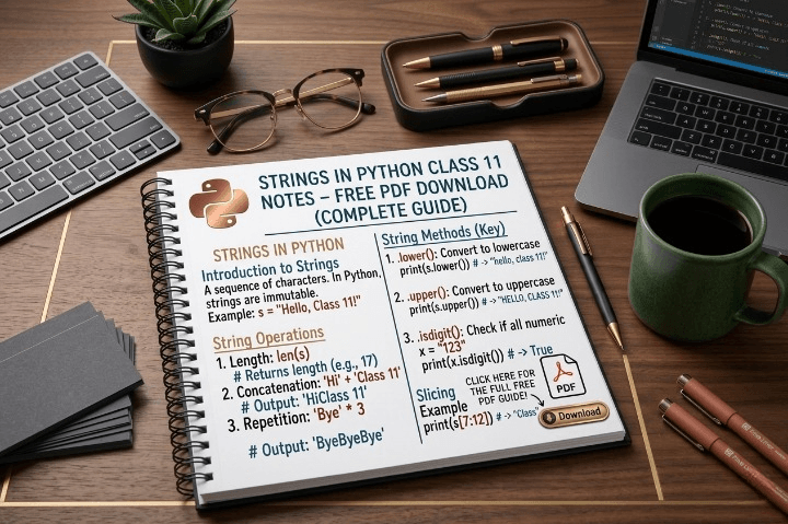 Strings in Python Class 11 Notes – Free PDF Download (Complete Guide)